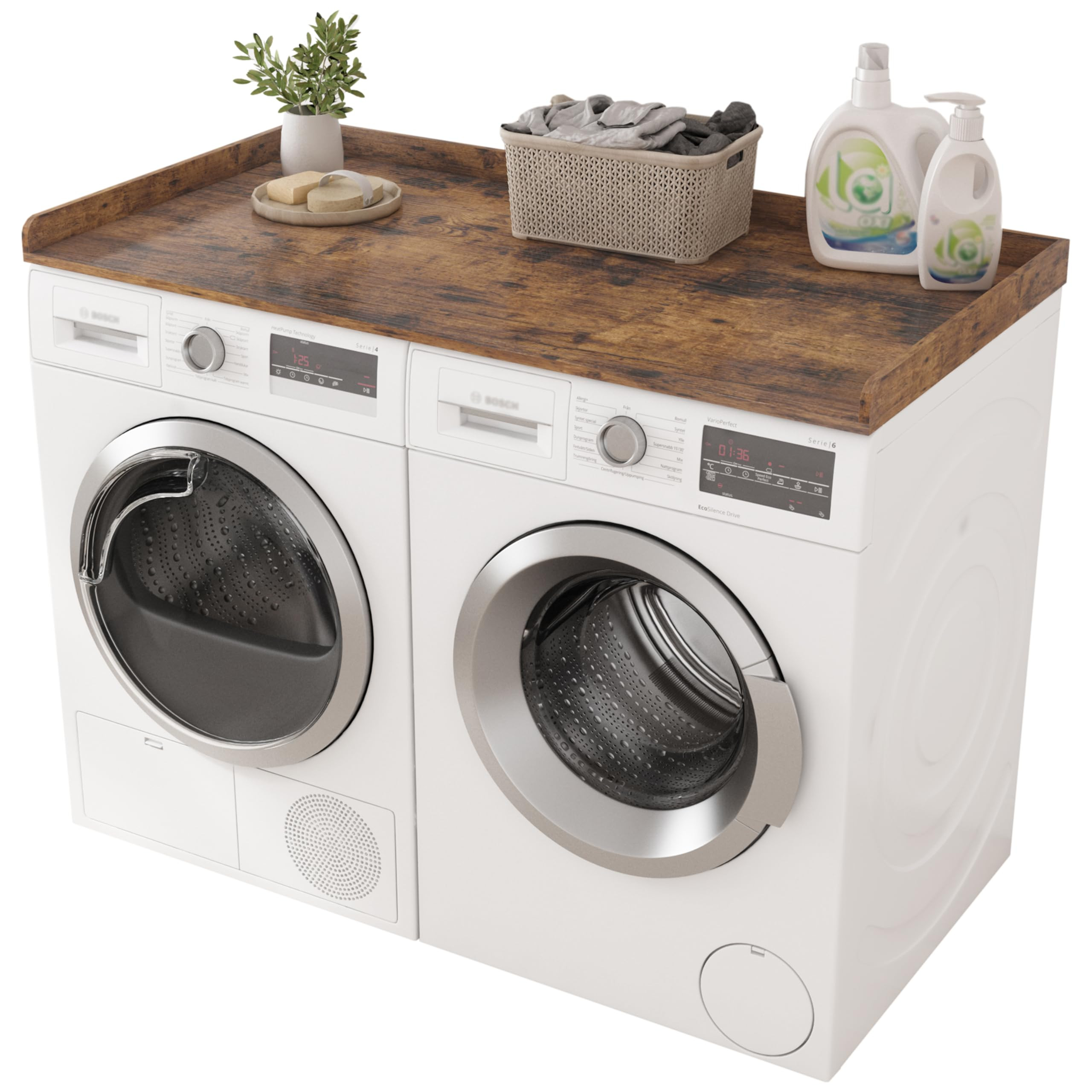 Piskyet Washer Dryer Countertop,Laundry Countertop with Edge Rails,27.5" Depth x 54" Wood Counter... | Amazon (US)