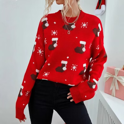 Christmas Atmosphere Round Neck Long Sleeve Loose Pullover Sweater L | Target