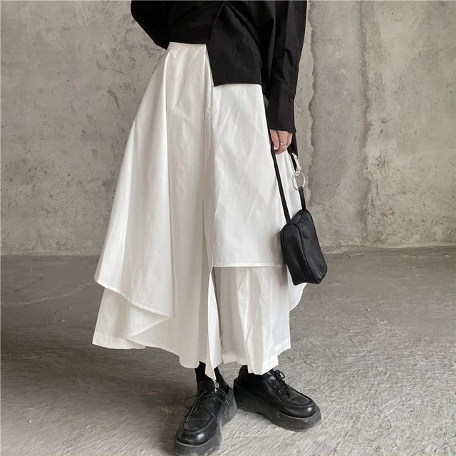 Deeptown Gothic Baggy Harajuku Skirt Pants Japanese Style Oversized Streetwear Women Wide Patchwo... | AliExpress (US)