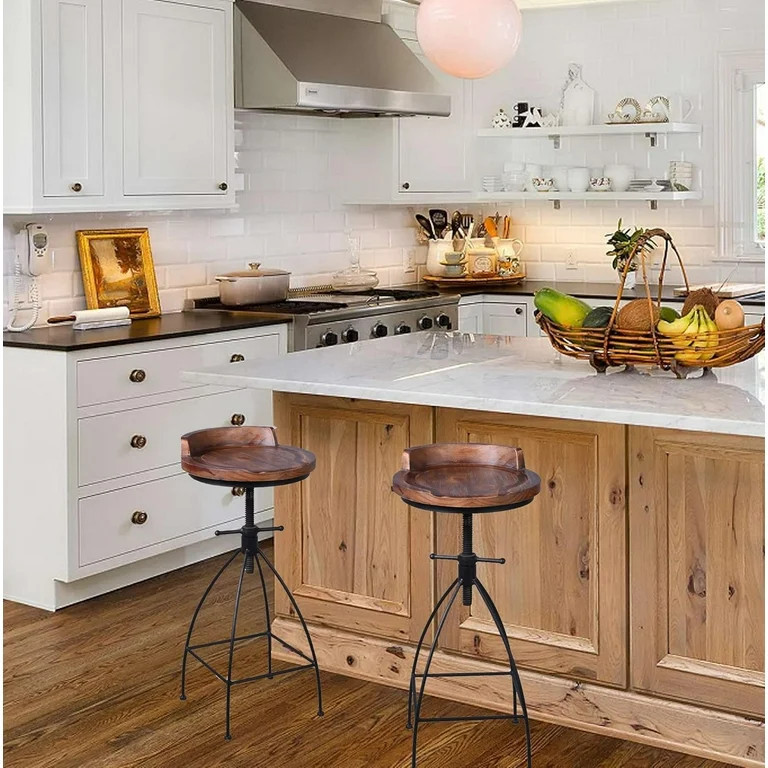Industrial Vintage Rustic Bar Stool,Wooden Top Stool Kitchen Counter Height Adjustable,Iron Stoo,... | Walmart (US)