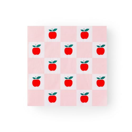 Bonjour Fête Apple Pattern Large Paper Party Napkins | Disposable 3-Ply for Back to School | Classroom Celebrations, First Day of School Party, & Teacher Gifts | Pack of 20, 6.5" Folded | Amazon (US)