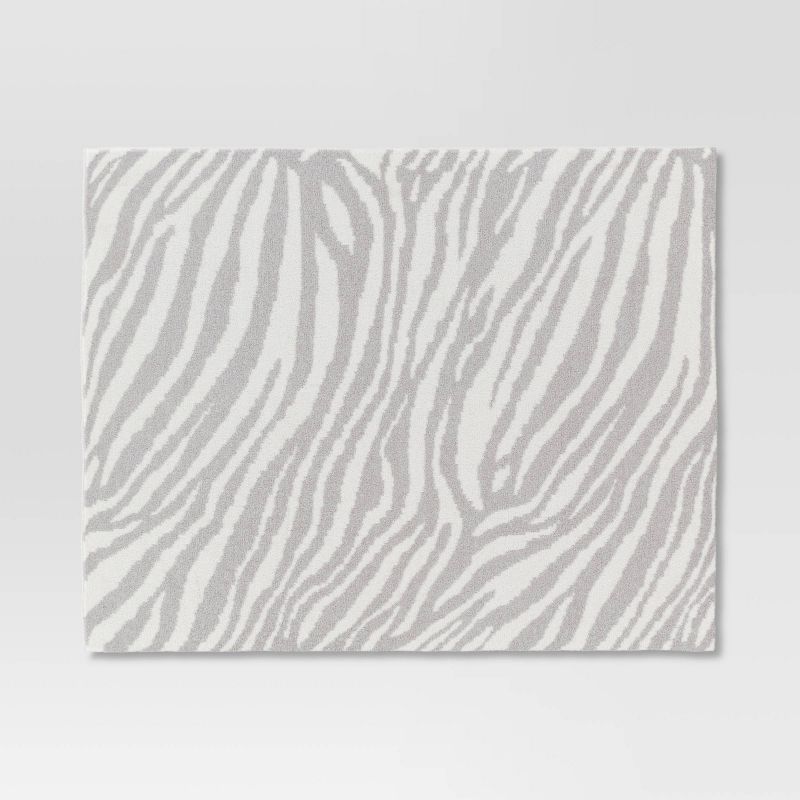 Cozy Feathery Knit Zebra Throw Blanket Gray - Threshold™ | Target