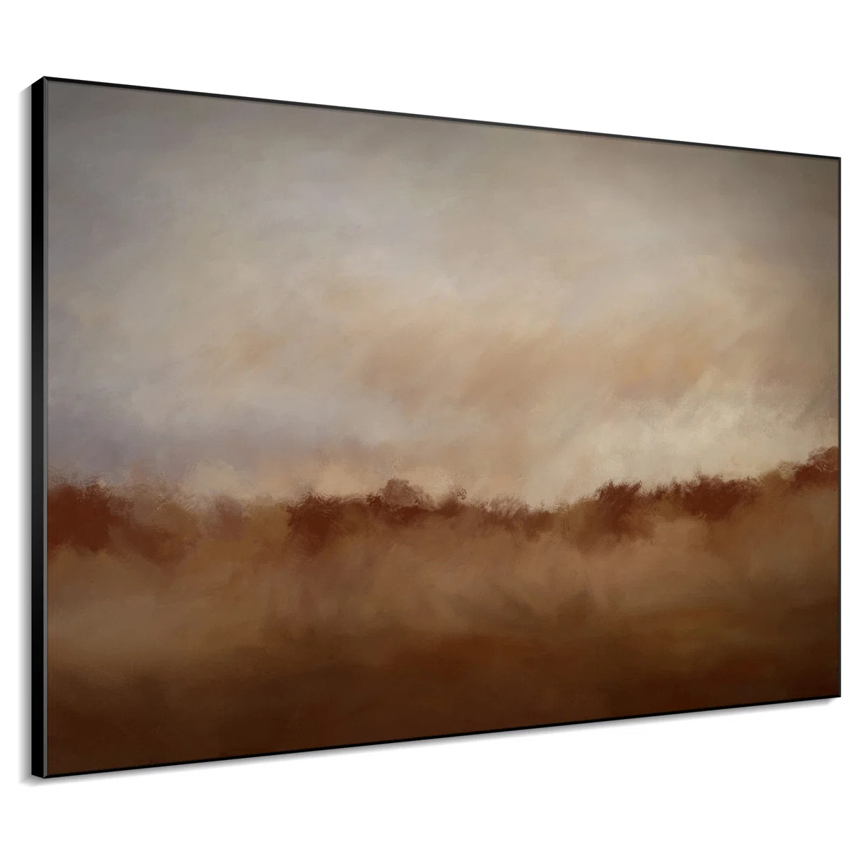 Rustic Abstract Landscape Neutral Beige and Brown Home Decor Extra Large Framed Wall Art Print (F... | Wayfair North America
