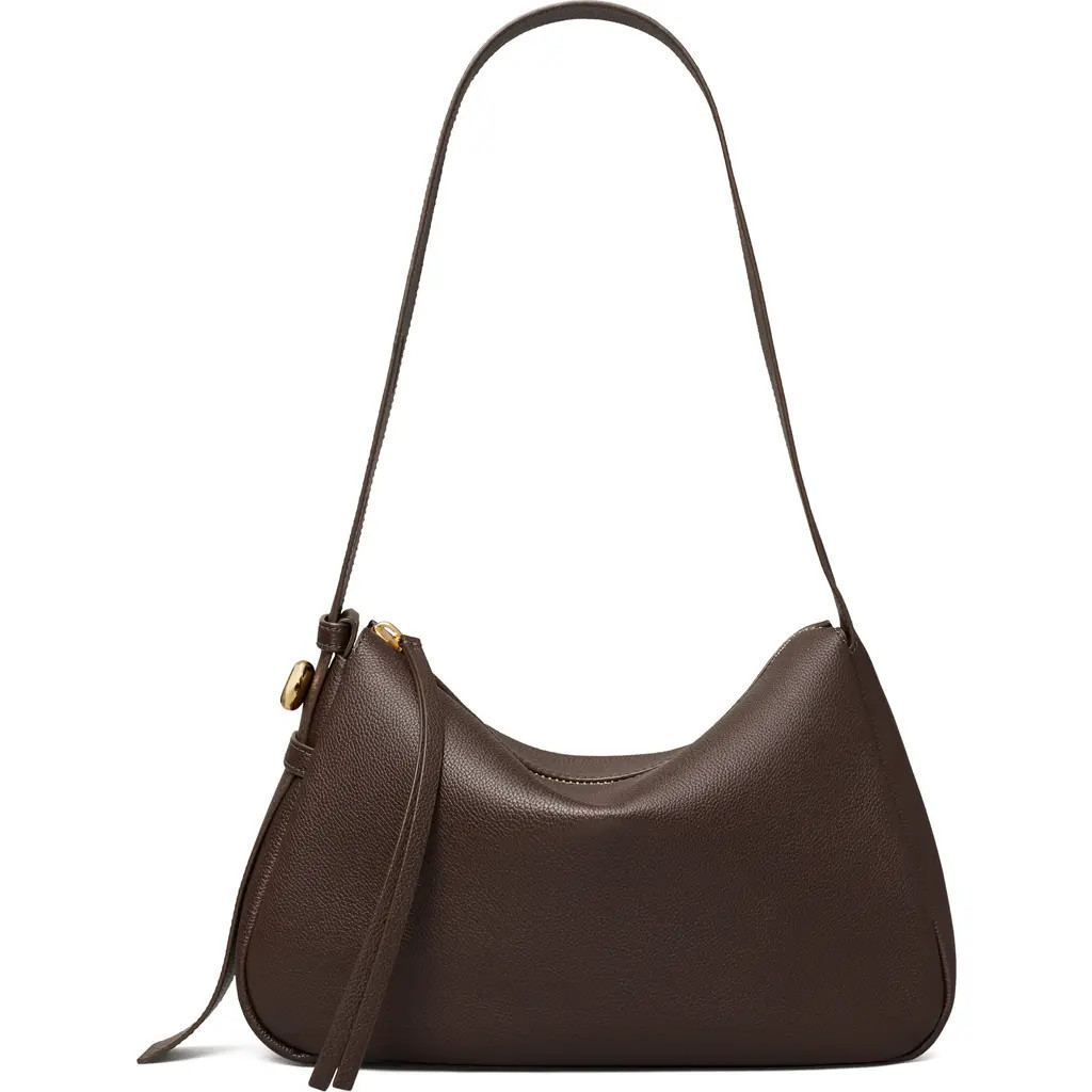 Tory Burch Romy Leather Shoulder Bag in Deep Brown at Nordstrom | Nordstrom
