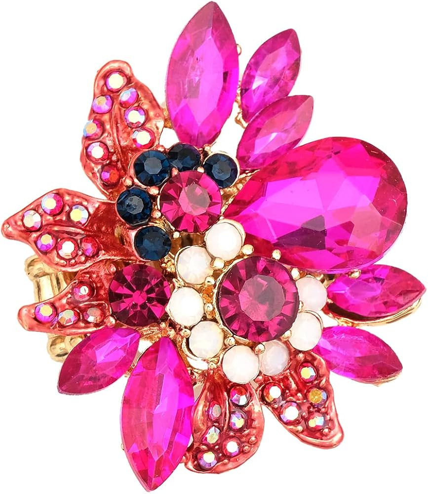 CSY Luxury Women's Austrian Crystal Leaves Flower Big Cocktail Statement Rings Stretch Adjustable... | Amazon (US)