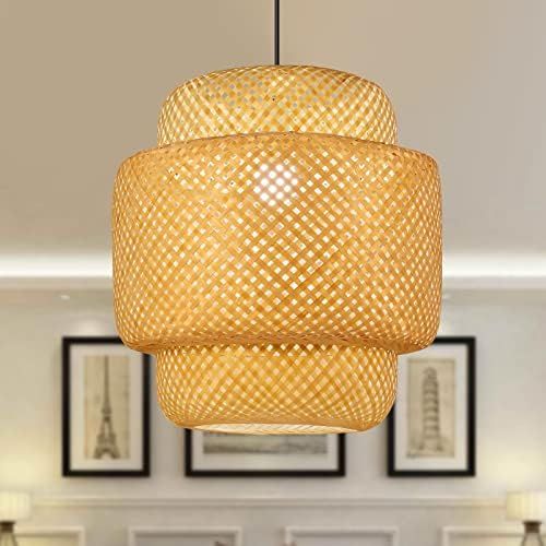 Rattan Pendant Light, Bamboo Lampshade Handmade Weave Lighting, Modern Hanging Ceiling Hand-Woven... | Amazon (CA)