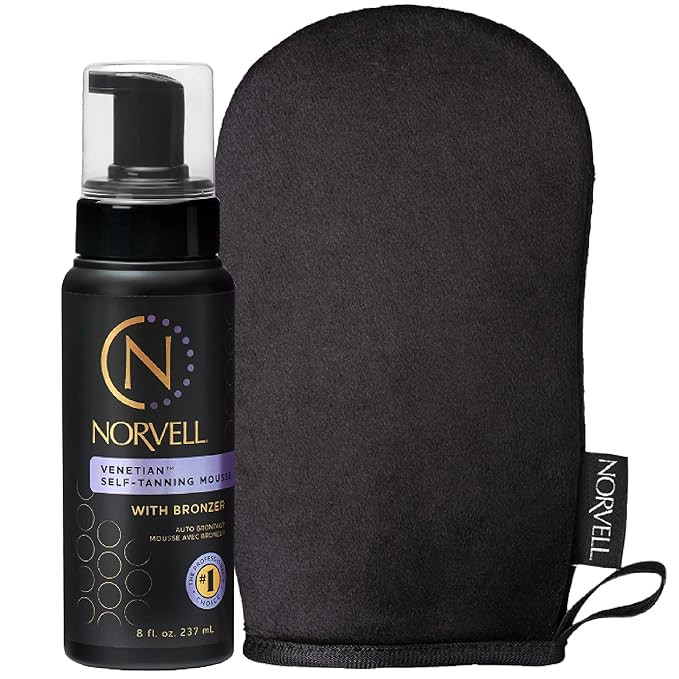 Norvell Venetian Self Tanning Set – 8 Fl Oz Mousse with Bronzer and Reusable Applicator Mitt fo... | Amazon (US)
