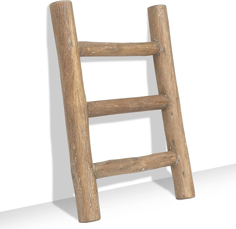 FUIN Fully Assembled Wooden Tea Towel Ladder, Mini Ladder Towel Rack Display Hanger, Small Rustic... | Amazon (US)