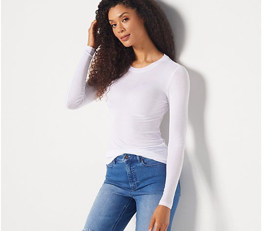 Girl With Curves Knit Long Sleeve Layering Tee | QVC
