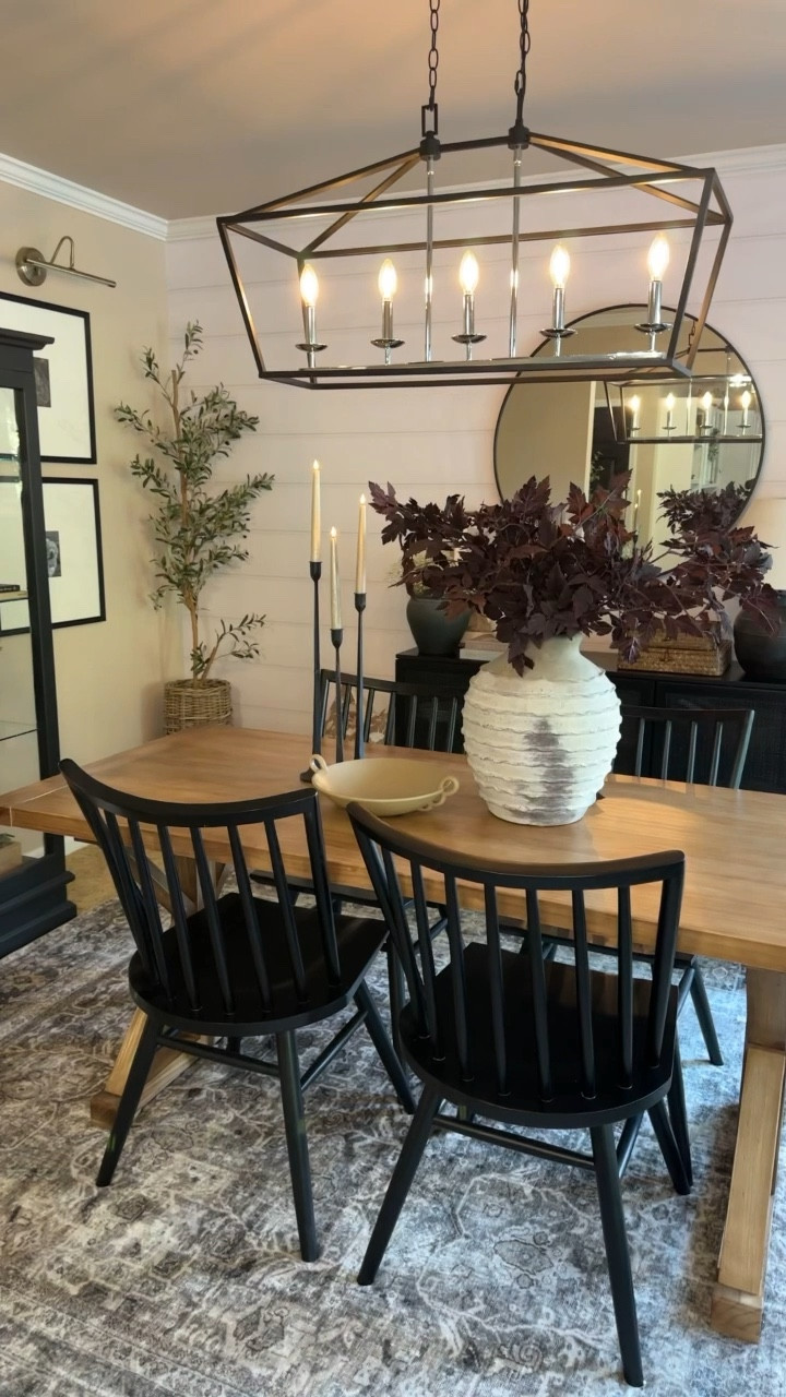 Which vase wore it better? Follow @farmtotablecreations on Instagram for more inspiration. Which vase wore these gorgeous faux Cimicifuga Ramosa Leaves better? Dining Room Inspiration. Dining Table. Dining Chair. Decorative Vase. Anthropology Minka Vase. Pottery Barn. Afloral. 

For reference:
6 stems shown in each vase 
Minka Vase is Medium
Joshua Vase is Large 

#LTKunder50 #LTKhome #LTKsalealert