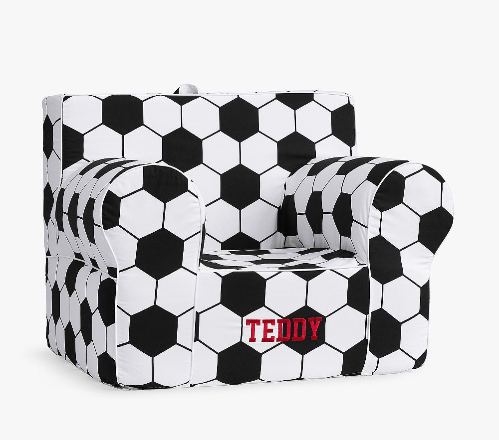 Oversized Anywhere Chair(R), Soccer Ball Printed Textured Slub | Pottery Barn Kids