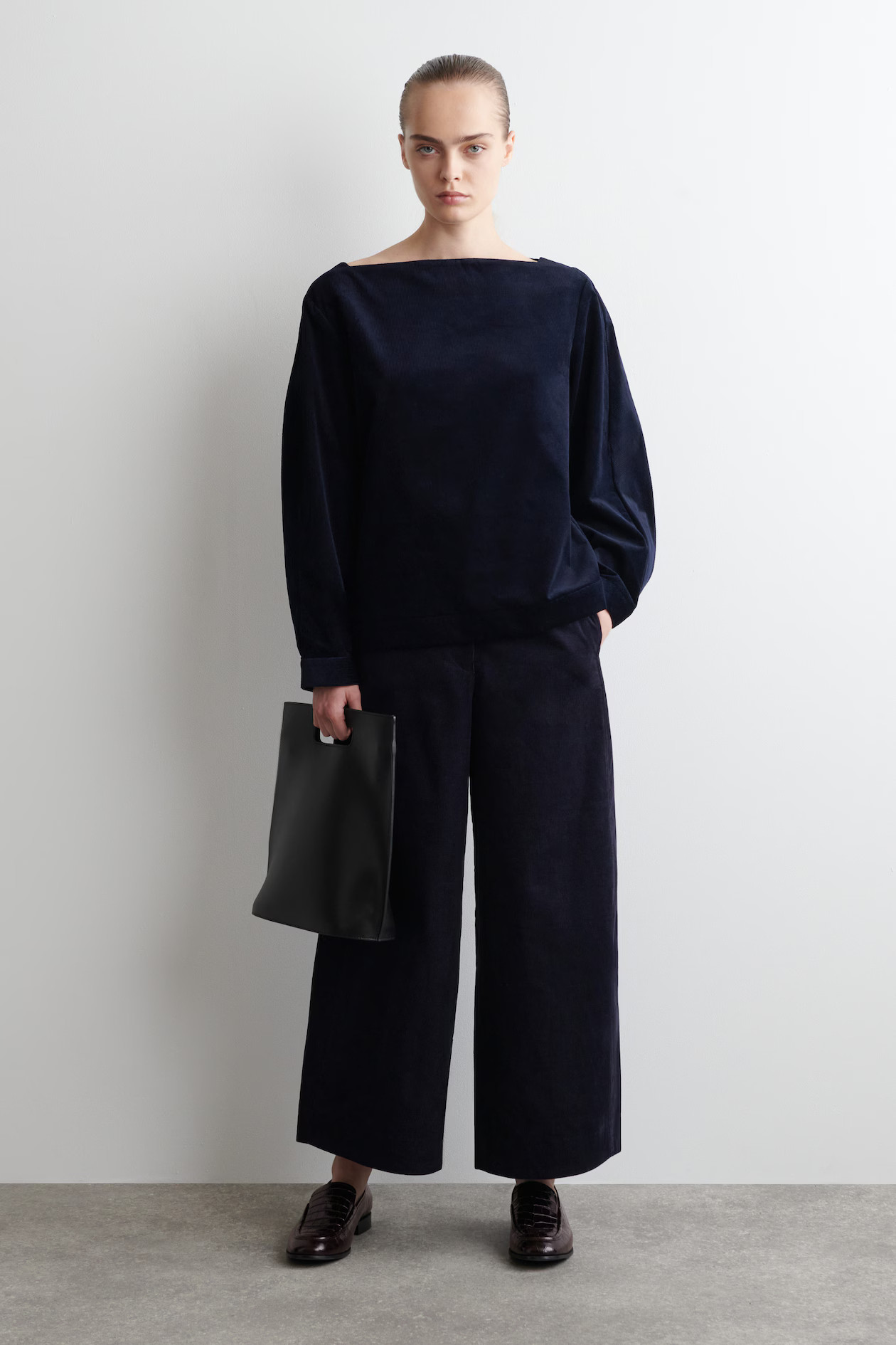 CORDUROY BARREL-LEG PANTS - NAVY | COS | COS (US)