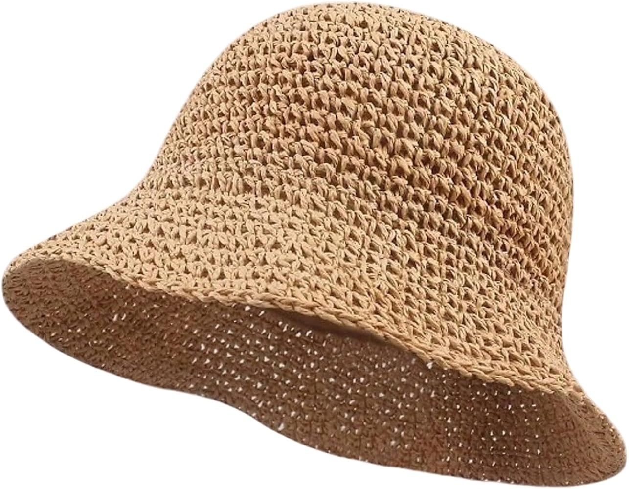 MakeMeChic Women's Straw Foldable Hat Floppy Sun Protection Foldable Summer Cap | Amazon (US)