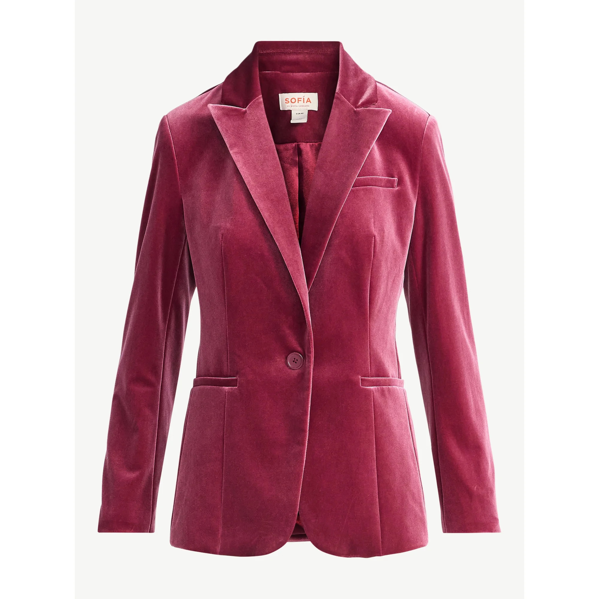 Sofia by Sofia Vergara Women's and Women's Plus Size Single Breasted Velvet Blazer, Sizes XS-4X | Walmart (US)