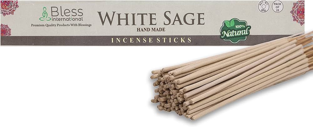 Bless-White-Sage-Incense-Sticks 100%-Natural-Handmade-Hand-Dipped-Incense-Sticks Organic-Chemical... | Amazon (US)