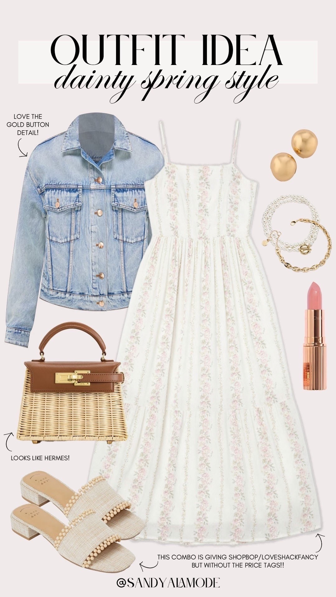 Trendy sprint outfit. Chic spring style. Walmart finds. Walmart fashion. Walmart spring dress. Loveshackfancy inspired spring dress. Designer inspired wicker handbag. Spring denim jacket. Gold button denim jacket. Target spring heeled sandals  

#LTKdayinmylife #LTKootd #LTKSeasonal