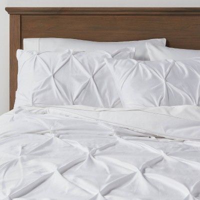 White Pinched Pleat Comforter Set (Full/Queen) 3pc - Threshold™ | Target