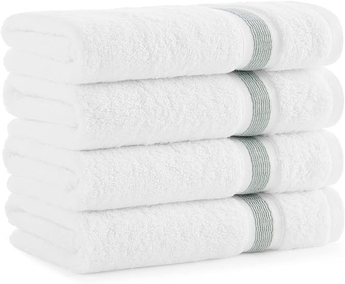 Aston & Arden Striped Turkish Hand Towels - (Set of 4) Extra Soft & Plush with Finest Long-Staple... | Amazon (US)