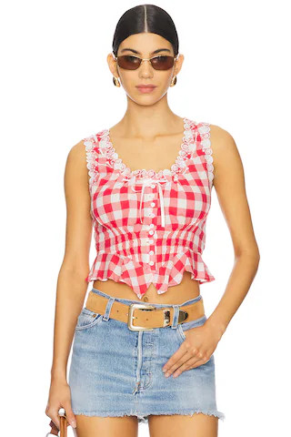Frankies Bikinis X Bella Hadid Fleetwood Top in Malibu Picnic from Revolve.com | Revolve Clothing (Global)