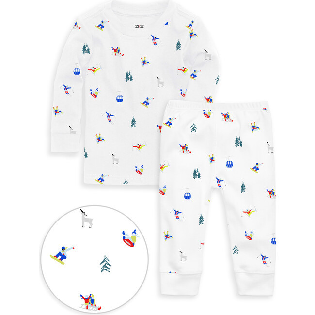 The Organic Long Sleeve Snow and Fun Pajama Set, Multicolors | Maisonette