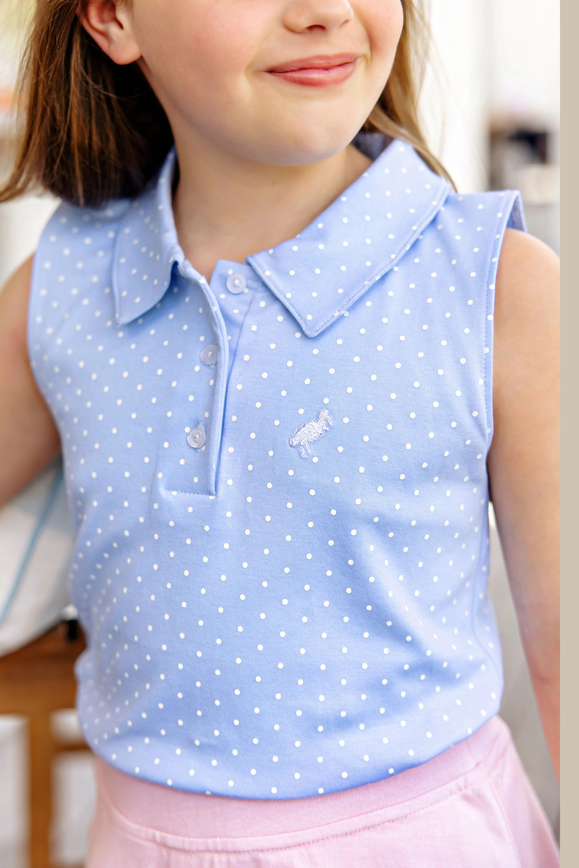 Paige's Proper Polo - Beale Street Blue & Worth Avenue White Micro Dot | The Beaufort Bonnet Company