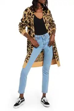 Long Leopard Jacquard Cardigan | Nordstrom