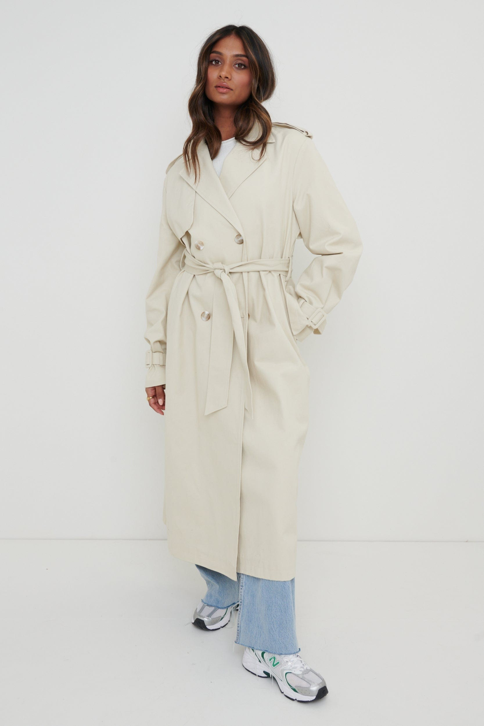 River Oversized Trench - Stone | Pretty Lavish (UK)