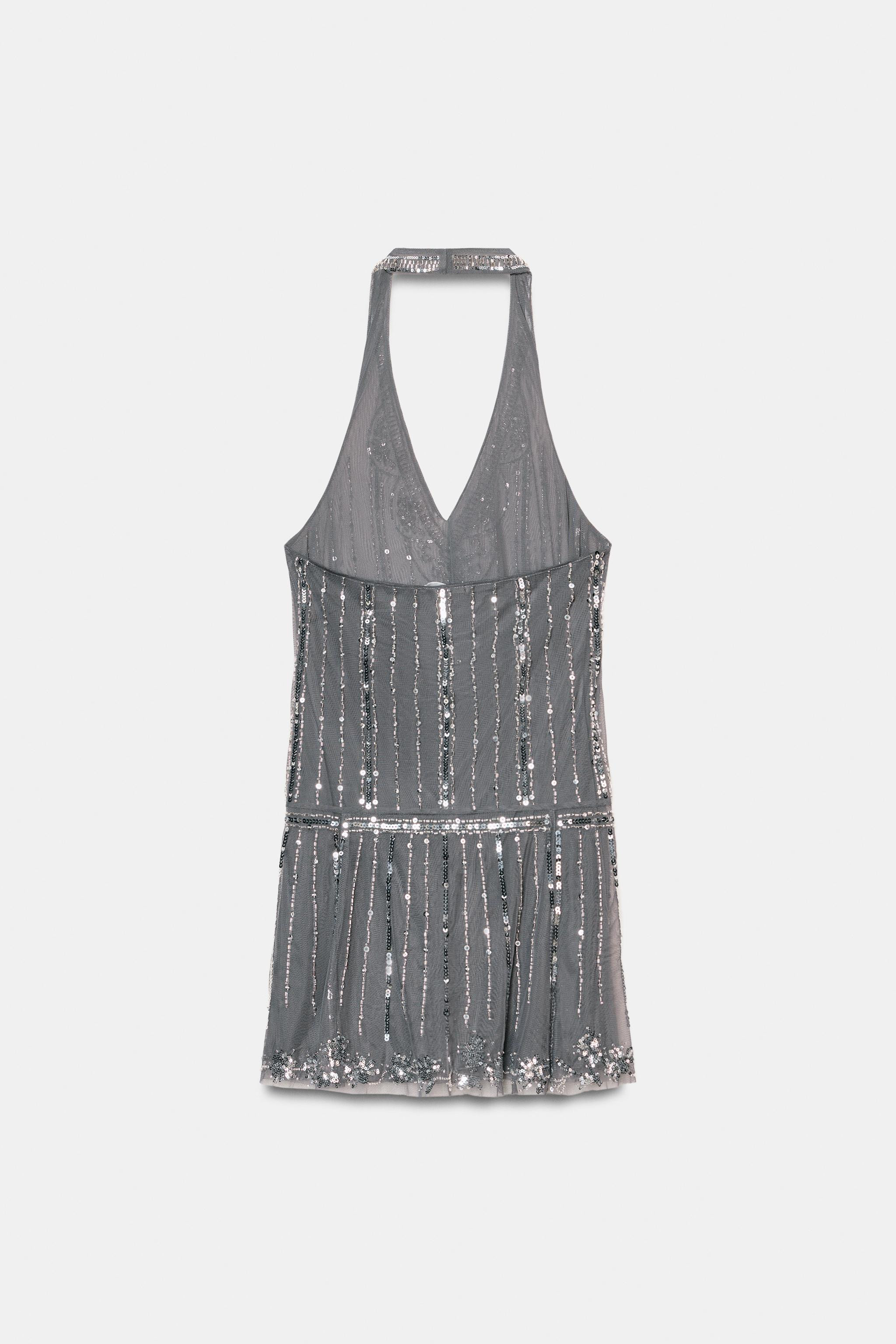 SEQUIN HALTER MINI DRESS | Zara US