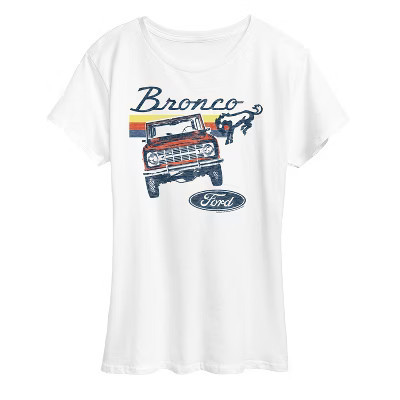Women's Ford Bronco Stripes Short Sleeve Graphic T-Shirt - White - Large | Target