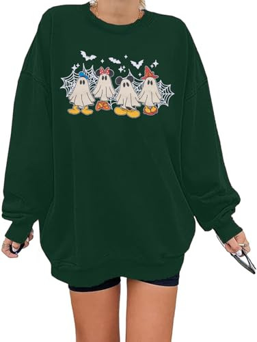 Halloween Spooky Ghost Sweatshirt Women: Magical Shirts Cute Ghost Oversized Shirt Spooky Season Pullover Tops Green | Amazon (US)