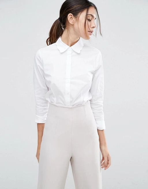 ASOS Scallop Collar White Shirt | ASOS UK