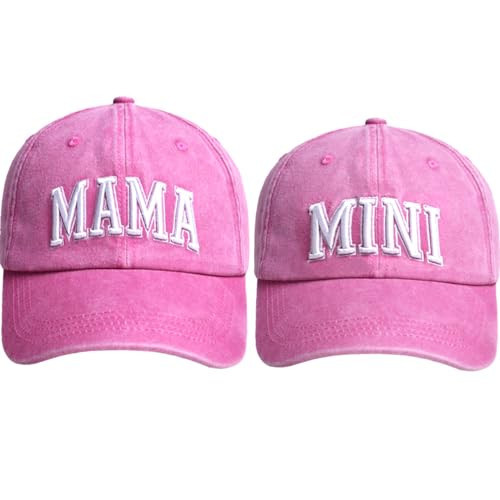 2PCS Mama and Mini Hats,Mom Girl Matching Baseball Cap Set, Adjustable Cotton Embroidered Parent-Child Hat (US, Alpha, One Size, Medium, Embroidered Style-Pink) | Amazon (US)
