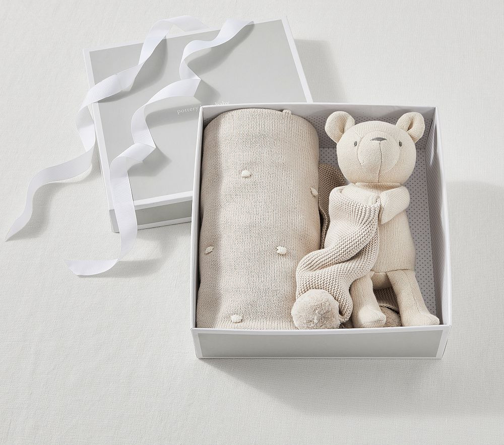 Cotton Sweater Knit Baby Blanket And Thumbie Set | Pottery Barn Kids