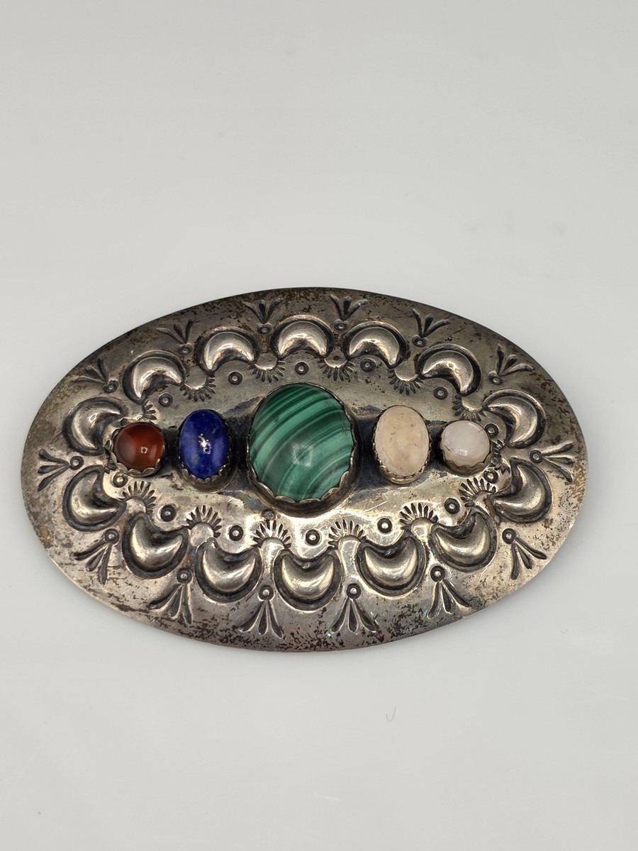 Vintage Native American Sterling Silver 925 Pin Brooch Multi Stone | eBay US