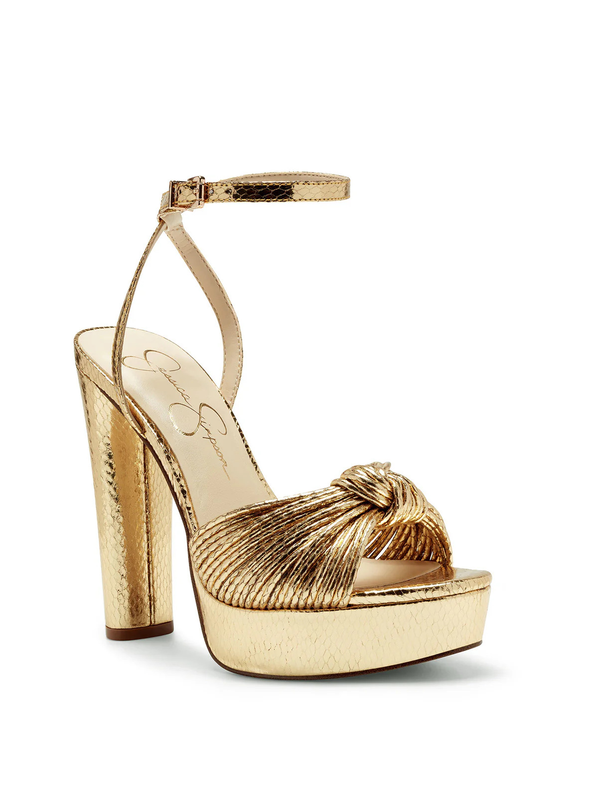 Immie Platform Sandal in Gold Snake | Jessica Simpson