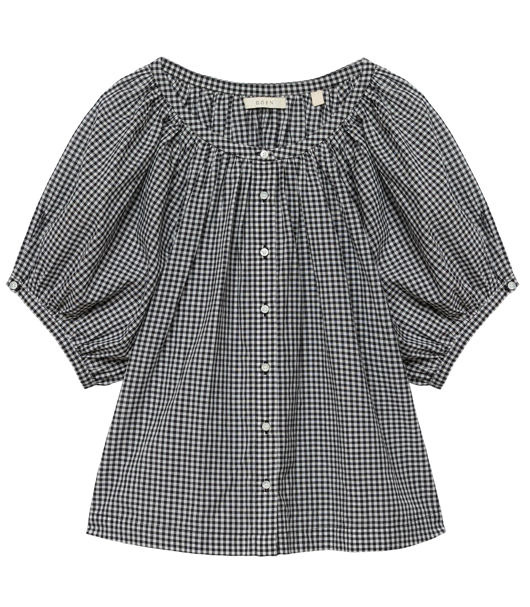 June Top - Noir La Maddalena Gingham | DÔEN | DOEN