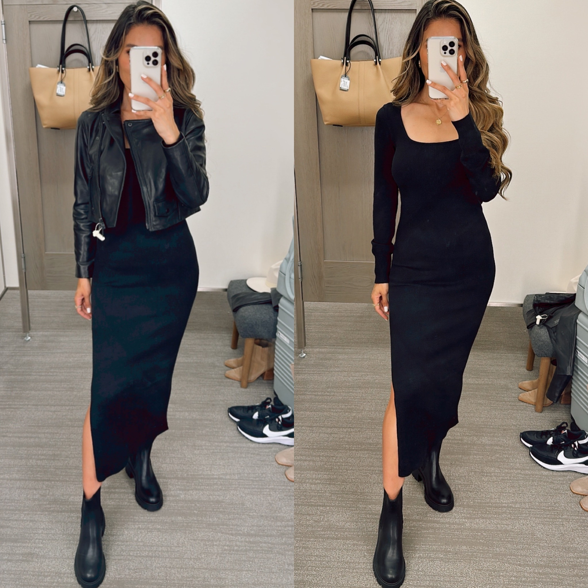 Hi gf!! Wearing an Extra small in the dress, size 4 in the jacket, and Size 8 in the boots! 

Nsale fashion finds! Click below to shop! Follow me @interiordesignerella for more exclusive posts & sales!!! So glad you’re here! Xo!!!❤️🥰👯‍♀️🌟 #liketkit @shop.ltk

#LTKshoecrush #LTKstyletip #LTKxNSale