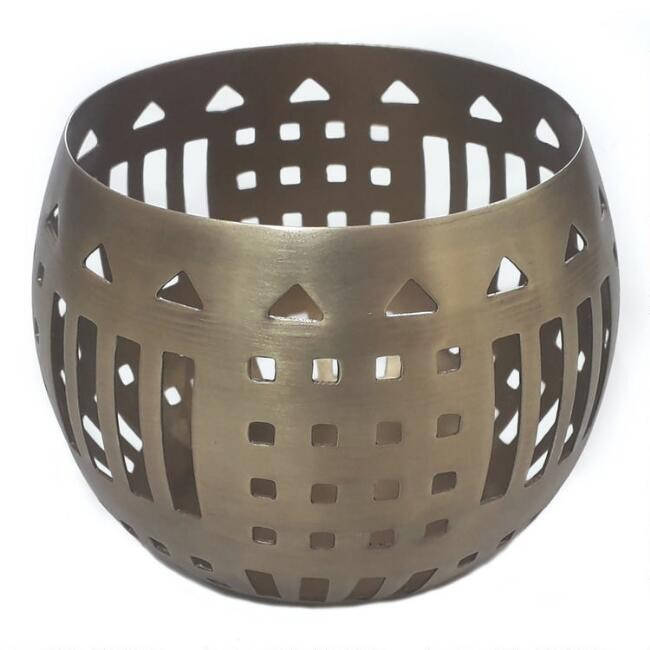 Brass Geo Cutout Votive Candleholder Set of 2 | World Market