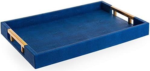 Home Redefined Modern Elegant 18”x12” Rectangle Navy Blue Rectangle Shagreen Decorative Ottoman Coff | Amazon (US)