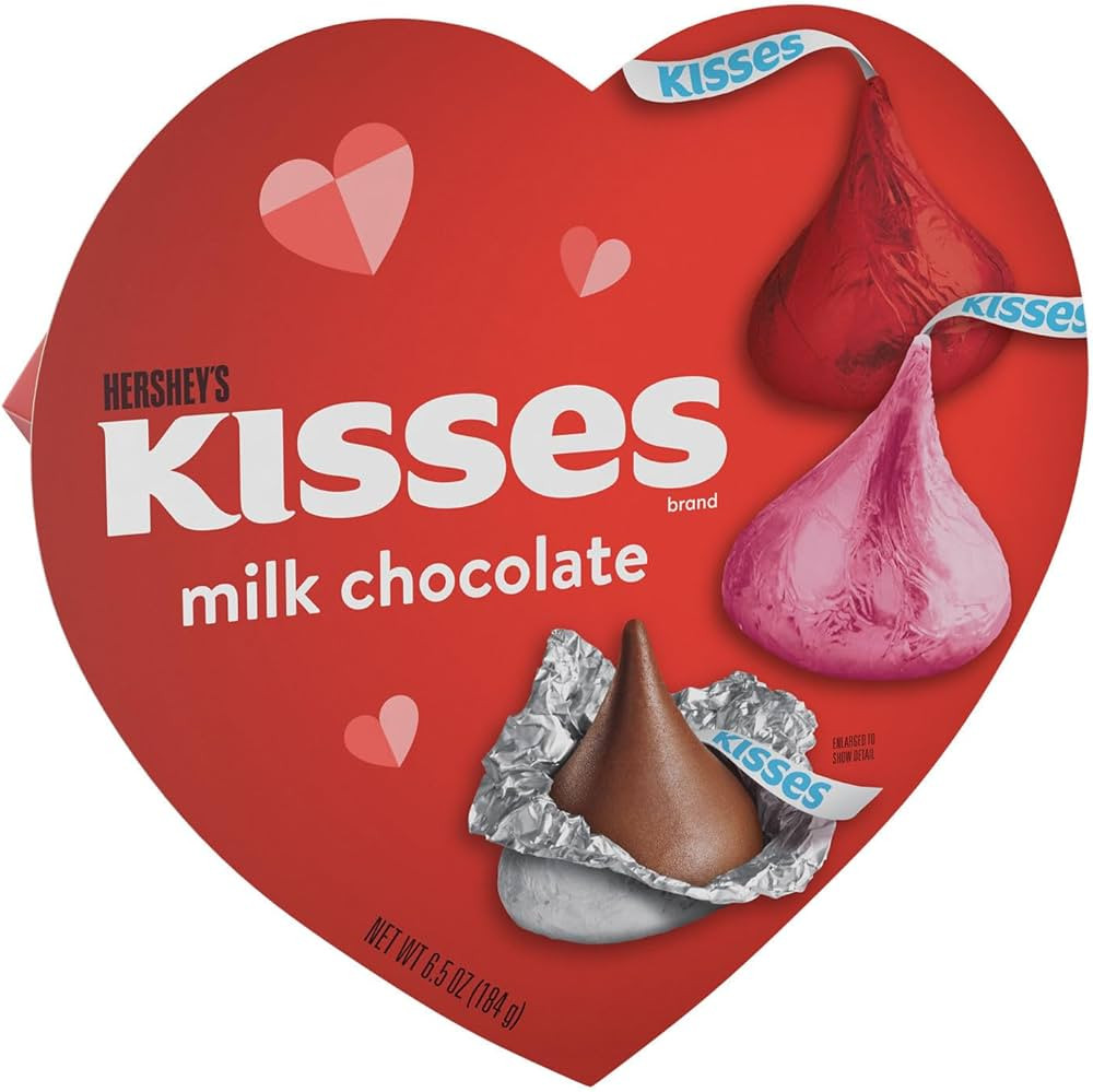 HERSHEY'S Kisses Milk Chocolate Candy Heart Box, 6.5 Oz | Amazon (US)