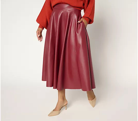 Make Your Selection: Carla Rockmore Collection Petite Faux Leather Circle Skirt | QVC