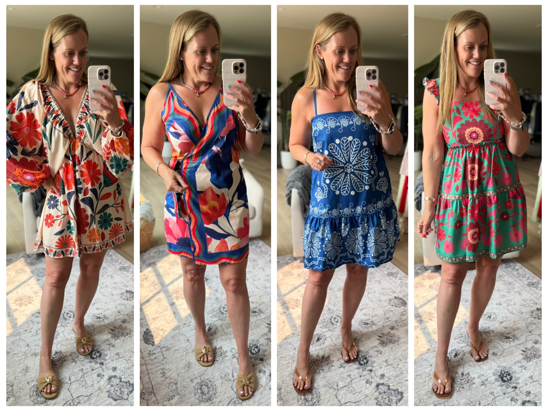 Four Amazon dresses, giving Farm Rio vibes for a lot less!! All TTS, wearing medium.