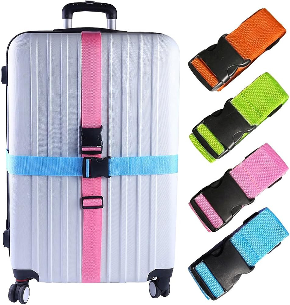 4 PCS 74"x2"Luggage Straps Suitcase Belts Wide Adjustable Packing Straps | Amazon (US)