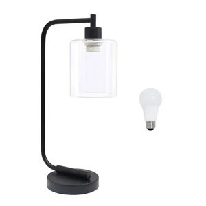 Simple Designs 18.8" Black Iron Lantern Desk Lamp With LED Bulb | Cymax