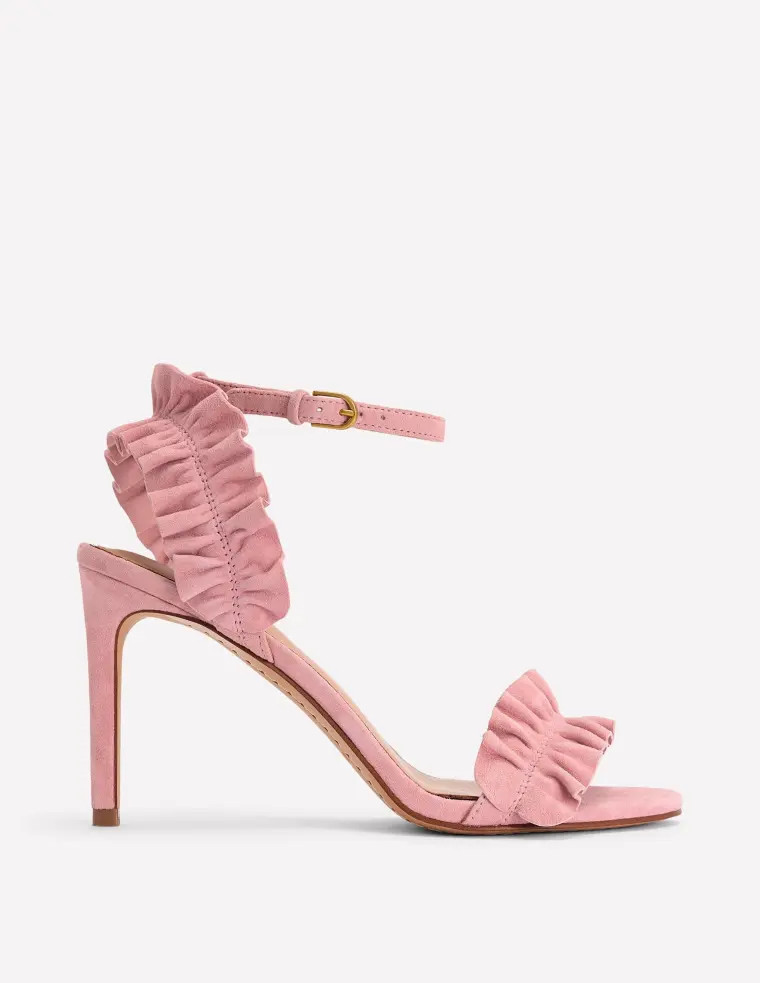 Pleat Detail Heeled Sandal-Almond Pink | Boden UK