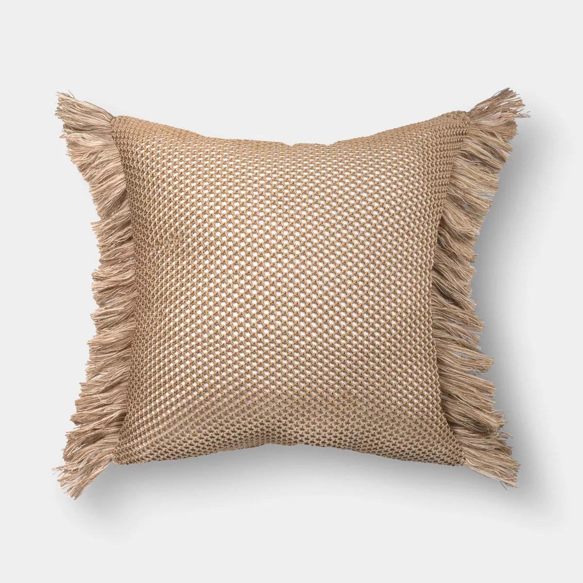 18" Square Geo Texture Outdoor Throw Pillow Brown - Threshold™ | Target