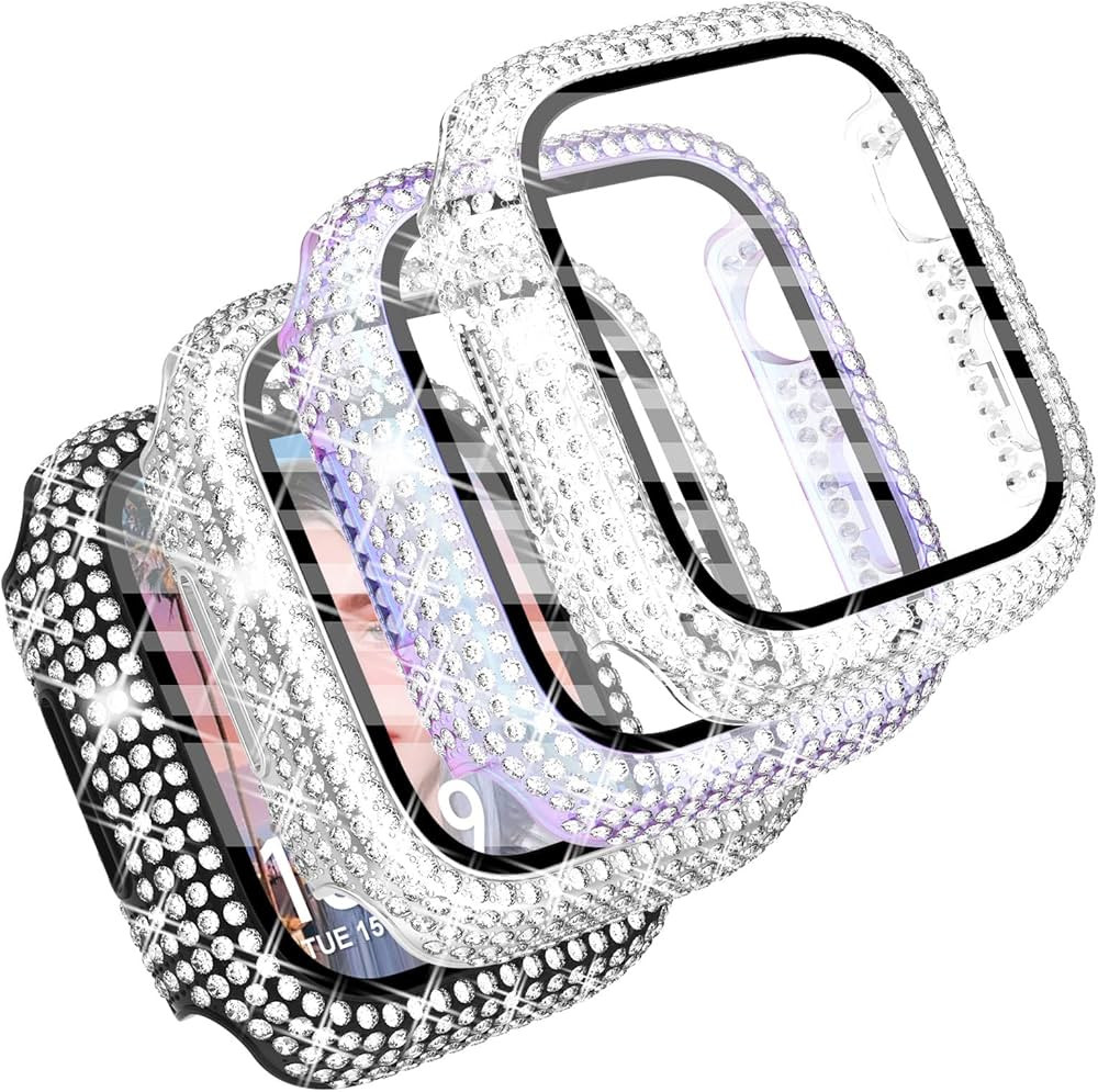 CHANCHY 4-Pack for Apple Watch Series 9 8 7 41mm Screen Protector Case, Over 400 Crystal Diamond ... | Amazon (US)