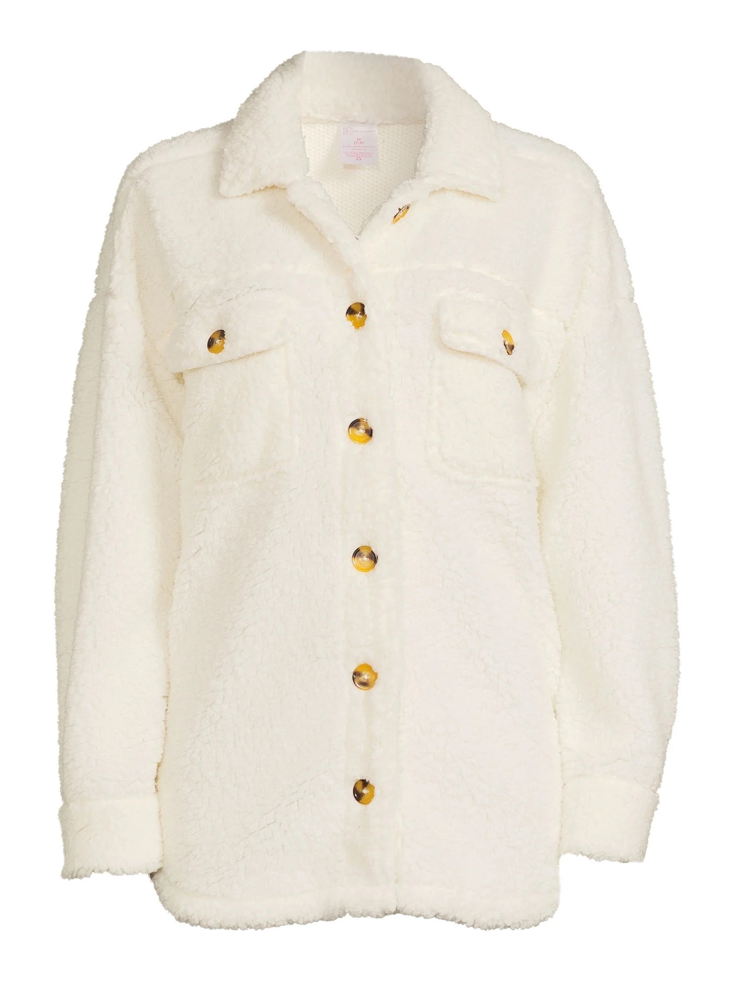 No Boundaries Juniors’ Faux Sherpa Shacket - Walmart.com | Walmart (US)