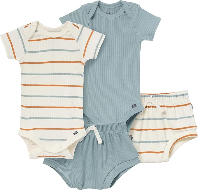 Modern Moments by Gerber Baby 4-pack Short-sleeve Bodysuits & Shortie Set | Amazon (US)