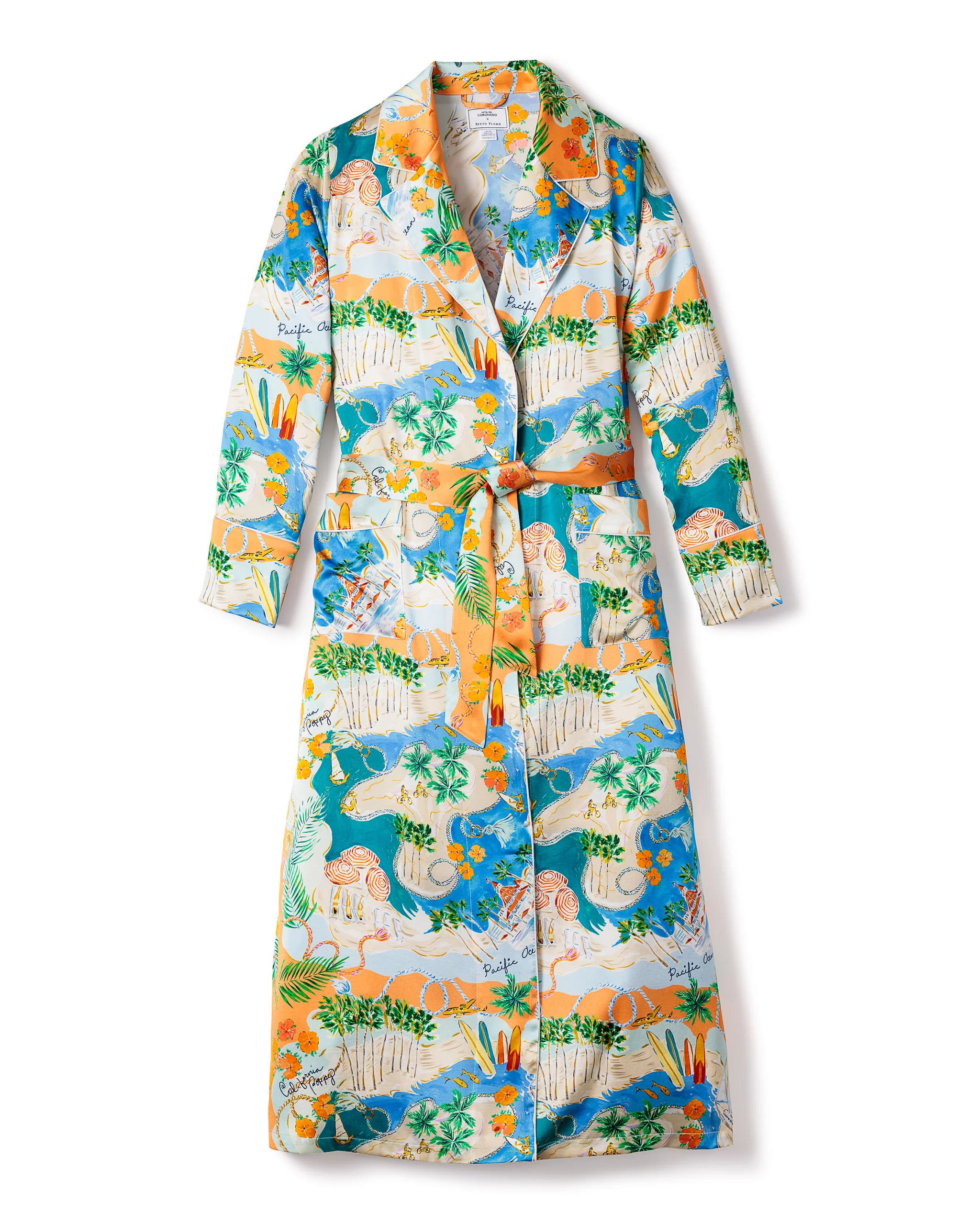 Women's Silk Print Robe Hotel del Coronado x Petite Plume | Petite Plume